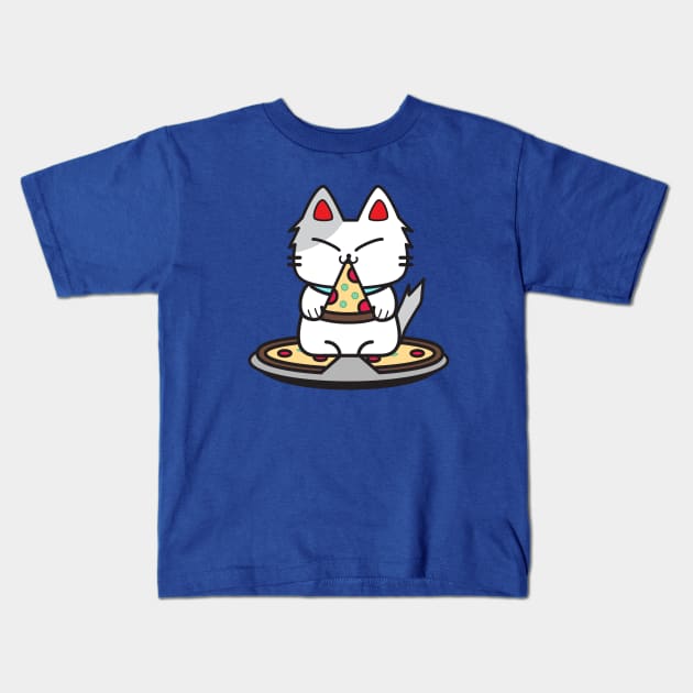 Pizza Cat Kids T-Shirt by plattercats